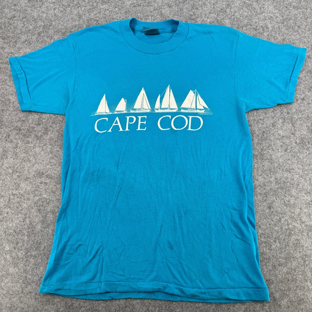 Vintage 1994 Cape Cod Sailboat T-Shirt Oneita 50/50 Blue Single Stitch Large